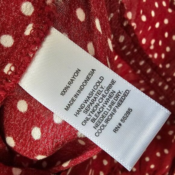 EUC EXPRESS POLKA DOT RED/WHITE FLUTTER STRAPS CINCHED SWEETHEART NECK TANK M - Picture 11 of 13